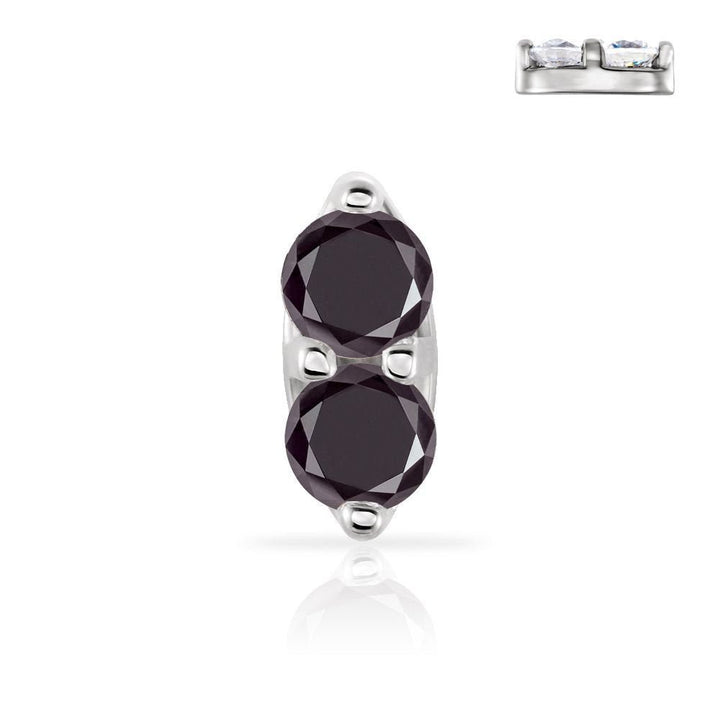 Double Black Diamond 14K Gold Nose Ring