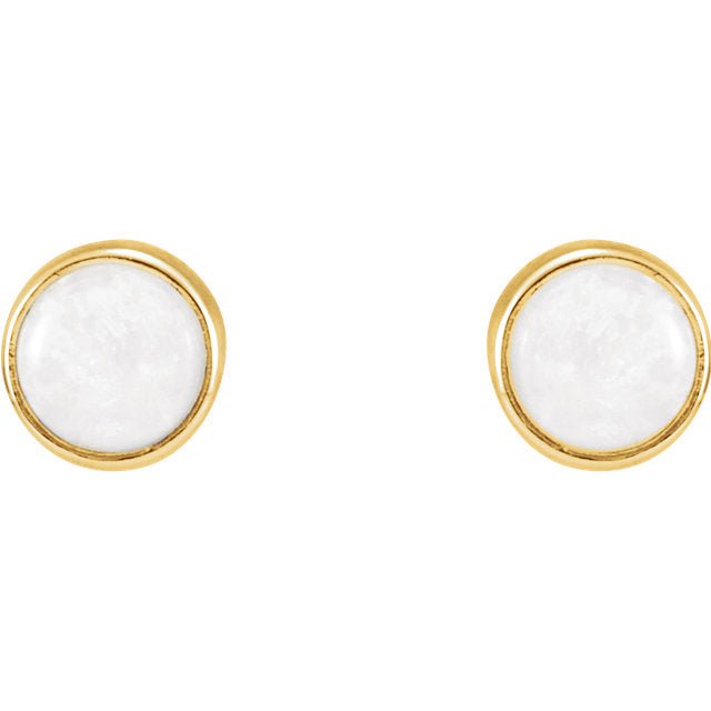 Bezel-Set Opal 14k Gold Stud Earrings