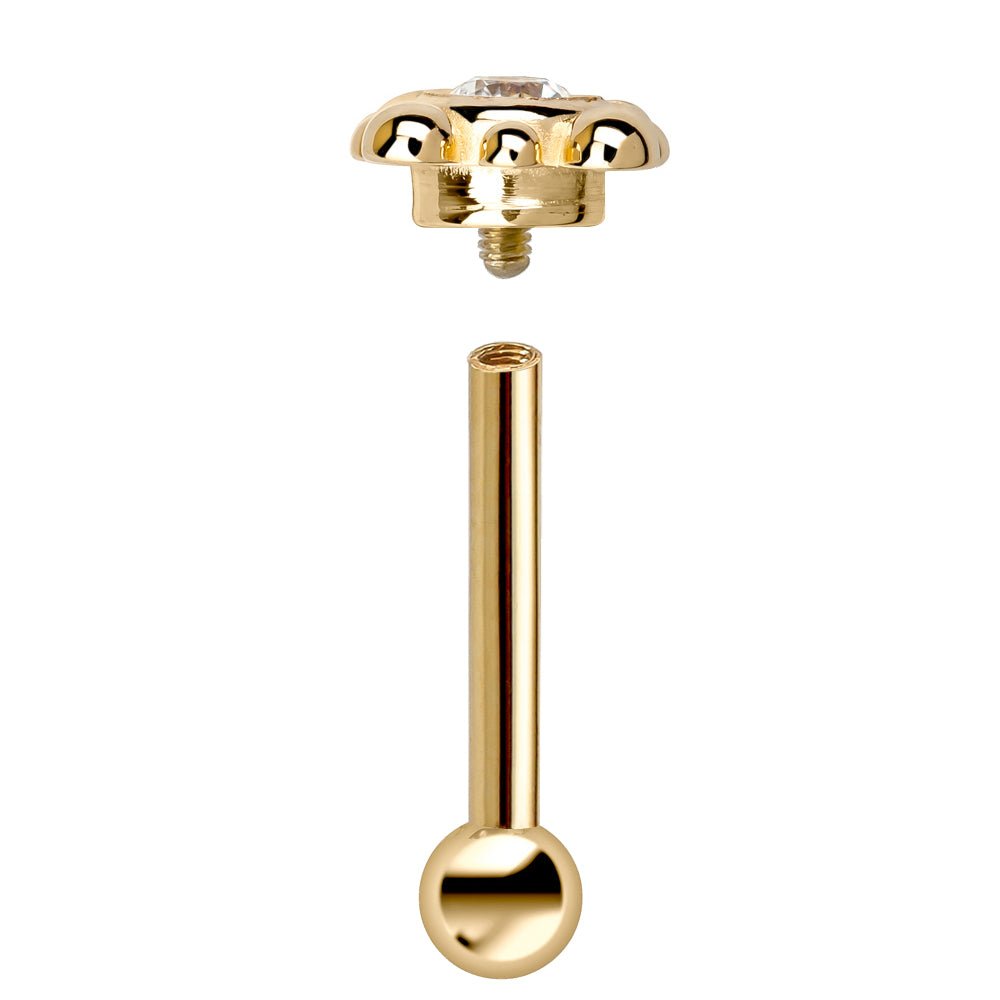 Diamond Beaded Bezel Set 14k Gold Cartilage Earring