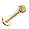 14k yellow gold flat back labret with 2mm bezel-set canary yellow diamond, angled product view
