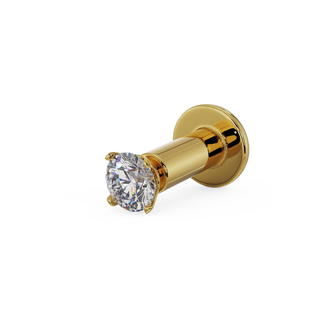 2mm Diamond Low-Set Prong 14k Gold Flat Back Stud