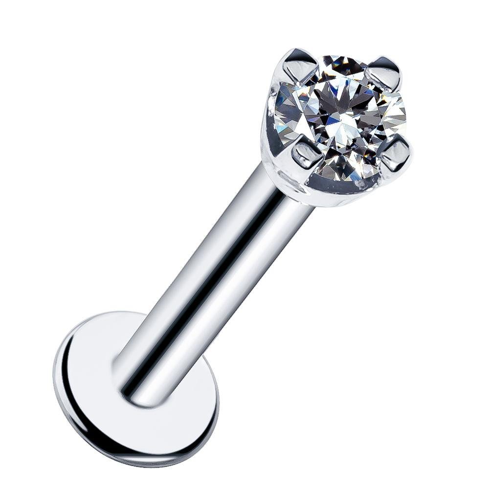 2.5mm Cubic Zirconia High-Set 14k Gold Flat Back Stud