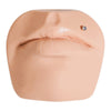 2mm diamond gold flat back labret stud shown in a Monroe or upper lip piercing on face mannequin