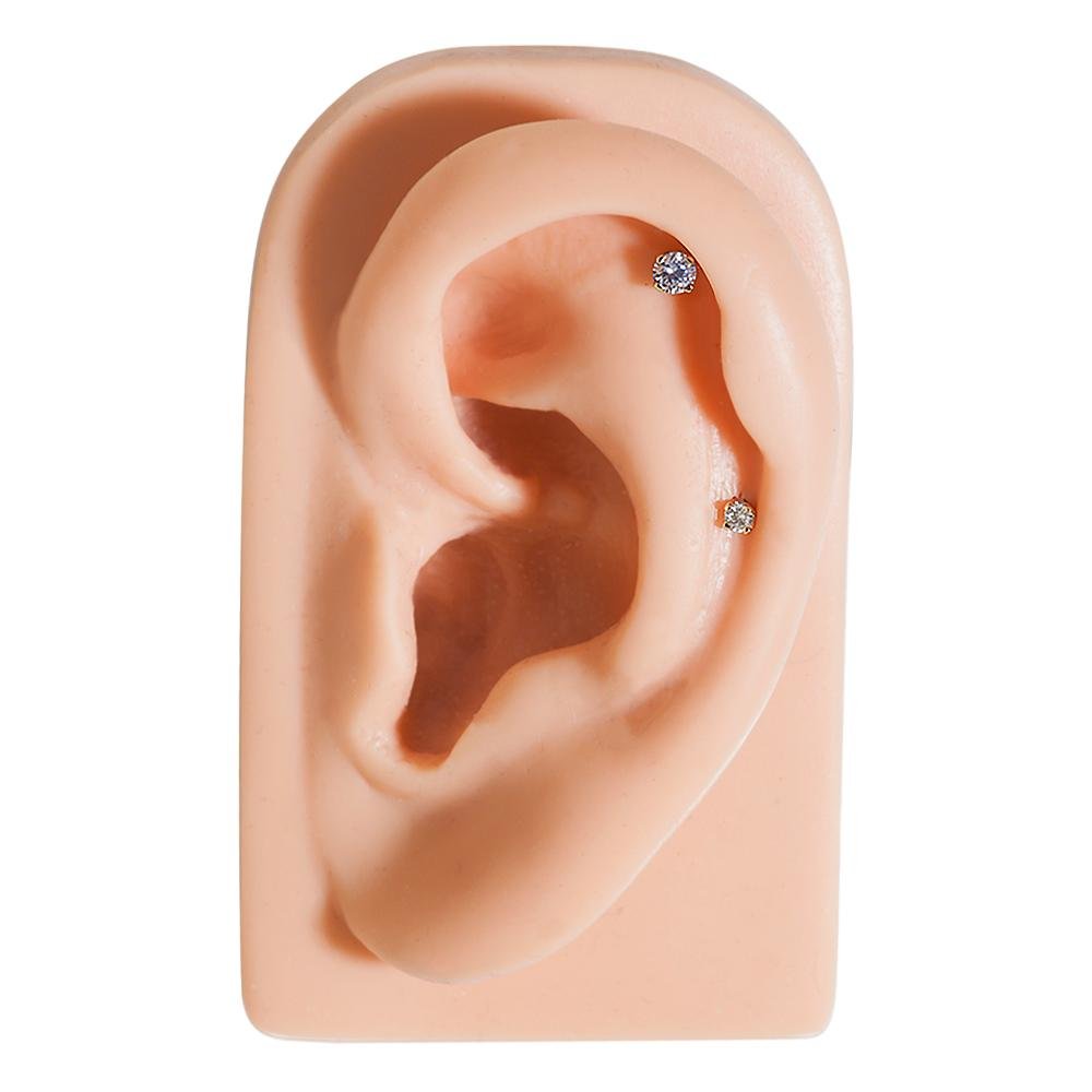 Cartilage Helix model for 2mm CZ Solid 14K Gold Labret Cartilage Flat Back Earring