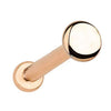 14K rose gold 2.5mm disc flat back cartilage stud, front-facing disc view on white background