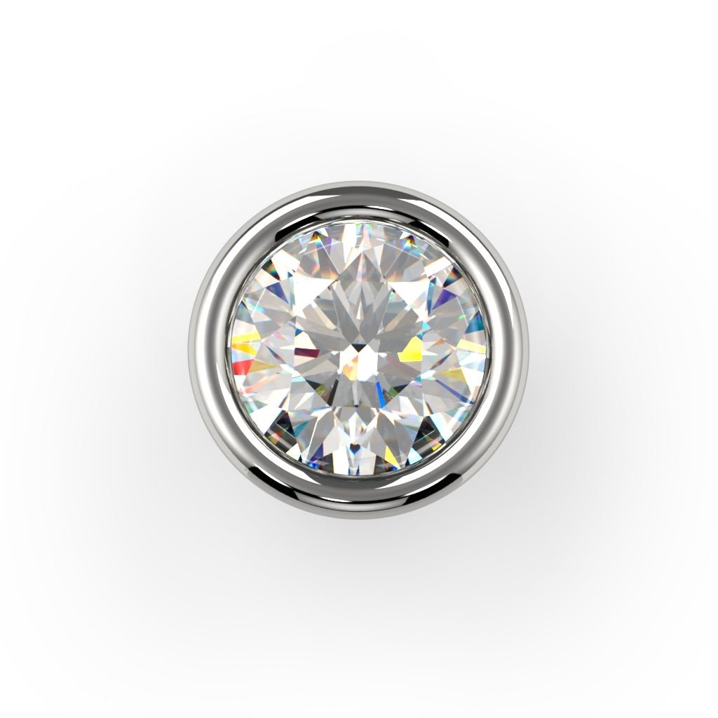 Tiny Diamond Low-Profile Bezel 14K Gold Earring