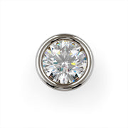 Close-up top-down view of 3mm VS1 diamond in white gold flush bezel nose stud setting