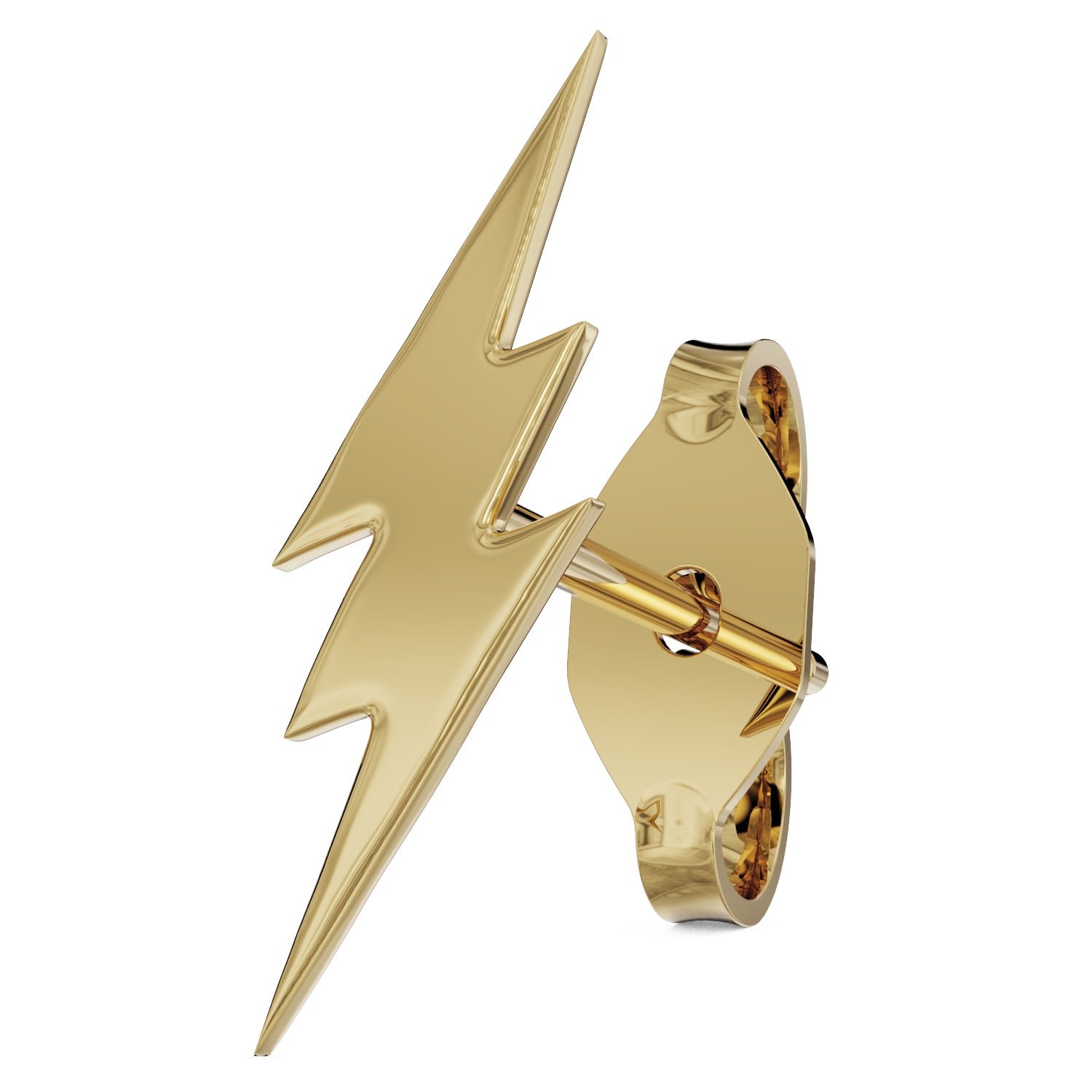 Lightning Bolt 14k Gold Stud Earring-14k Yellow Gold