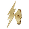 14k yellow gold lightning bolt stud earring with butterfly backing, angled front view