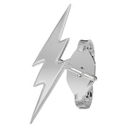 14k white gold lightning bolt stud earring with butterfly backing, angled front view