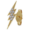 14k yellow gold diamond pavé lightning bolt stud earring showing front and butterfly backing