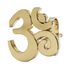 14k yellow gold Om symbol stud earring, angled front view showing polished finish and post