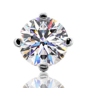 Close-up front view of 4mm round-cut diamond in high-set prong setting showing brilliant facets and sparkle