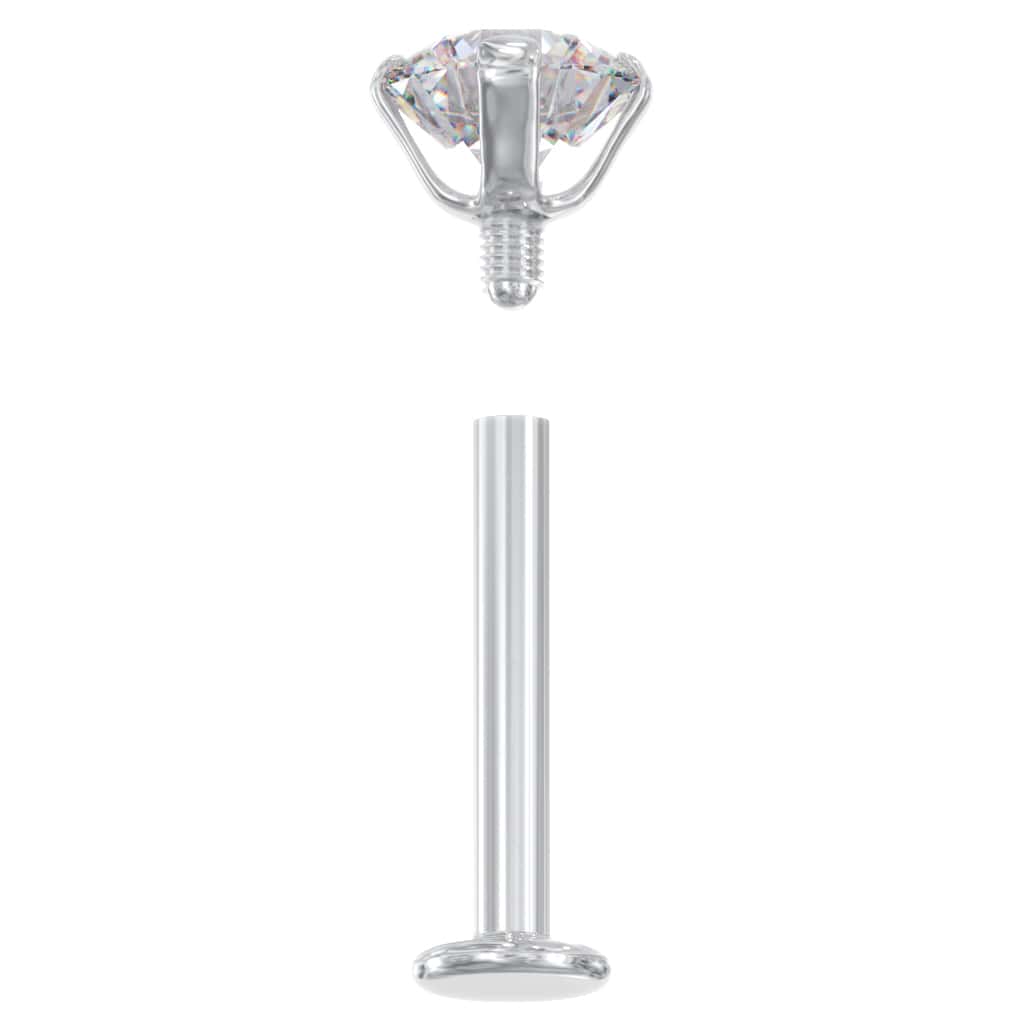 3.5mm CZ Low-Set Prong 14k Gold Labret Cartilage Flat Back Earring
