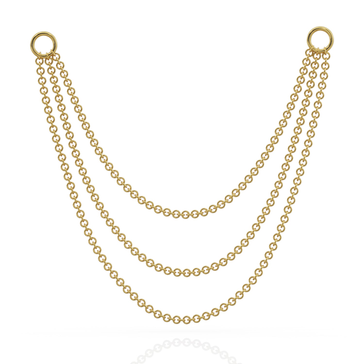 Three Link Chains Piercing Jewelry Add-on Accessory-Yellow Gold   100mm
