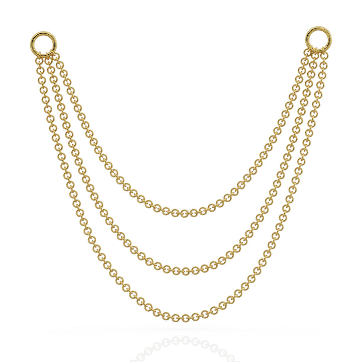 Three Link Chains Piercing Jewelry Add-on Accessory-Yellow Gold   100mm