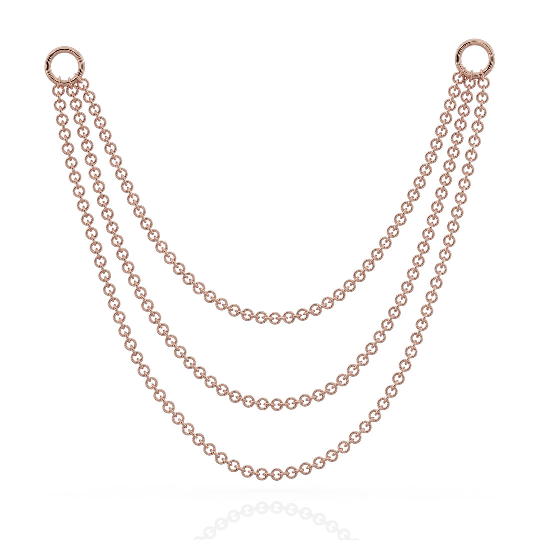 Three Link Chains Piercing Jewelry Add-on Accessory-Rose Gold   100mm