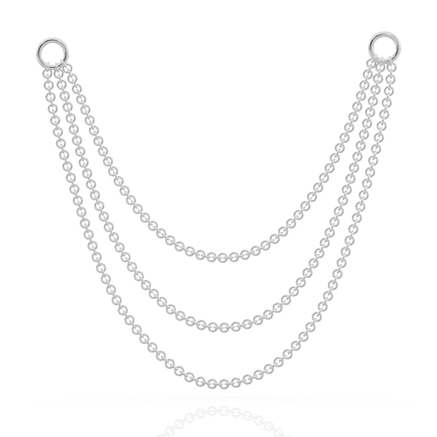 Three Link Chains Piercing Jewelry Add-on Accessory-White Gold   100mm