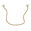 Close-up front view of 14k yellow gold rolo link chain piercing connector showing link detail