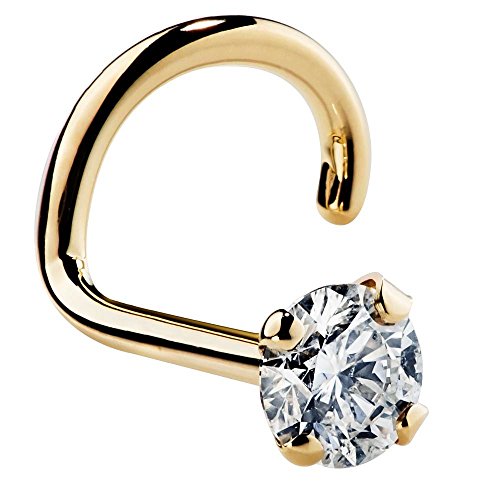 Diamond 14K Gold Nose Ring - AMAZON ITEM-14K Yellow Gold   Twist   3mm