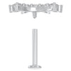 Reverse view of white sapphire crescent stud showing internally threaded post and flat back disc