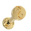 14k yellow gold yin yang flat back stud, angled view showing polished disc top and flat backing