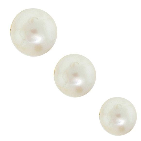 Close-up of three genuine cultured pearl replacement beads showing natural luster and surface texture