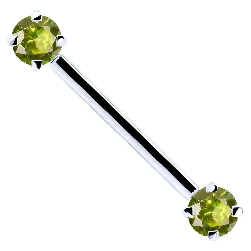 Round Gemstone 14K Gold Straight Barbell