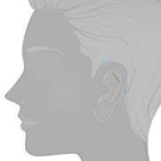 14G simulated turquoise 14K gold industrial barbell shown on ear model illustrating cartilage placement