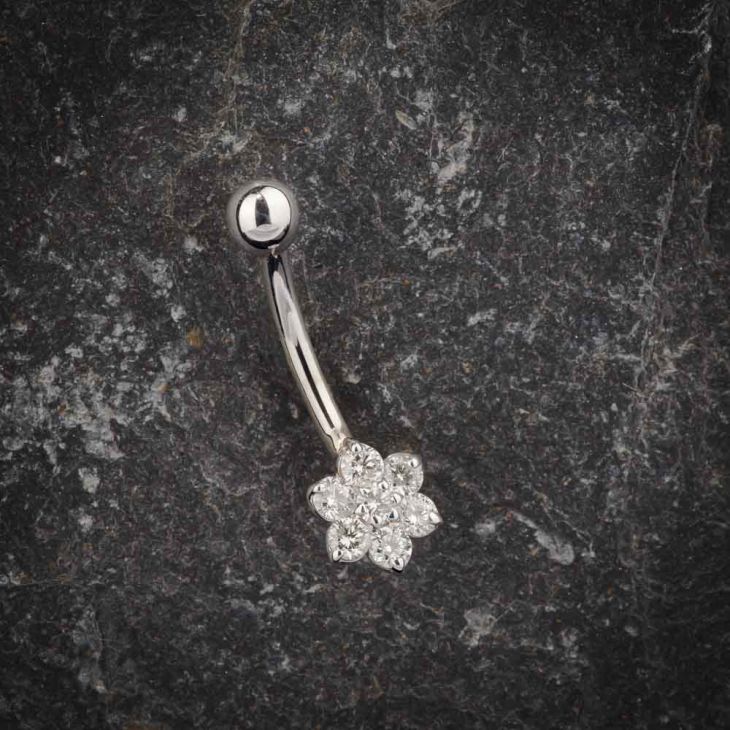 Diamond Flower Belly Button Ring