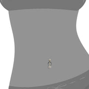 14k yellow gold diamond flower belly ring shown in navel piercing on body form for fit reference
