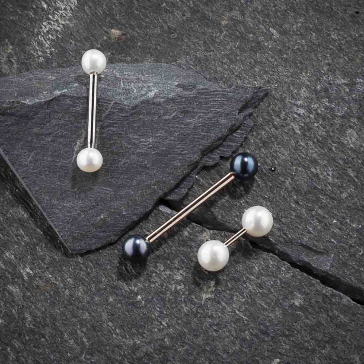 Peacock Pearl Straight Barbell Nipple Ring Gift Set