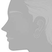 Pearl 14K gold straight barbell shown in helix cartilage piercing on illustrated ear profile, smaller size placement view