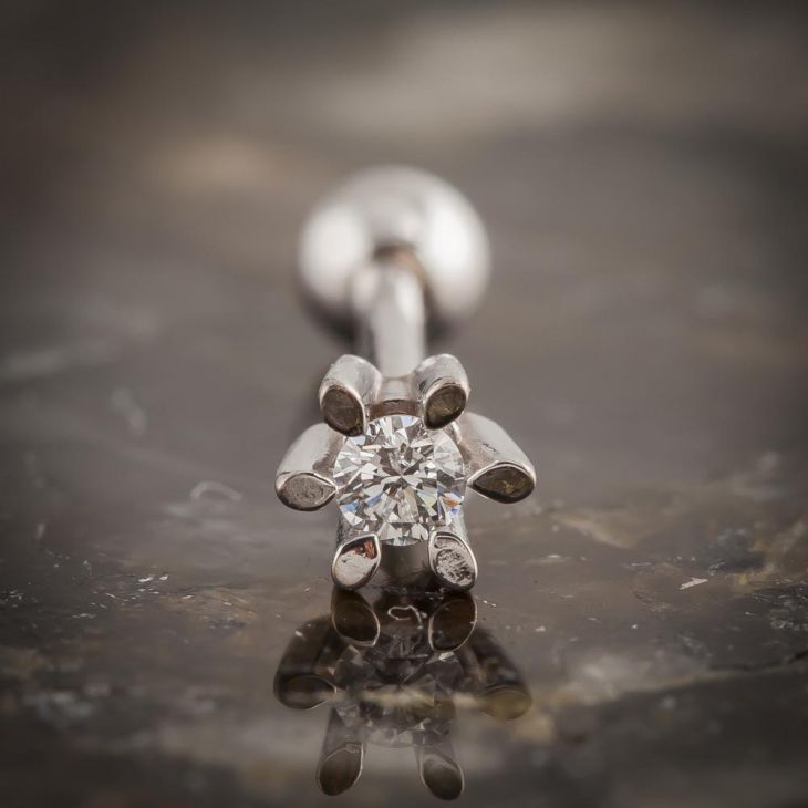 Petite Sparkling Diamond Flower 14k Gold Cartilage Earring Helix Stud