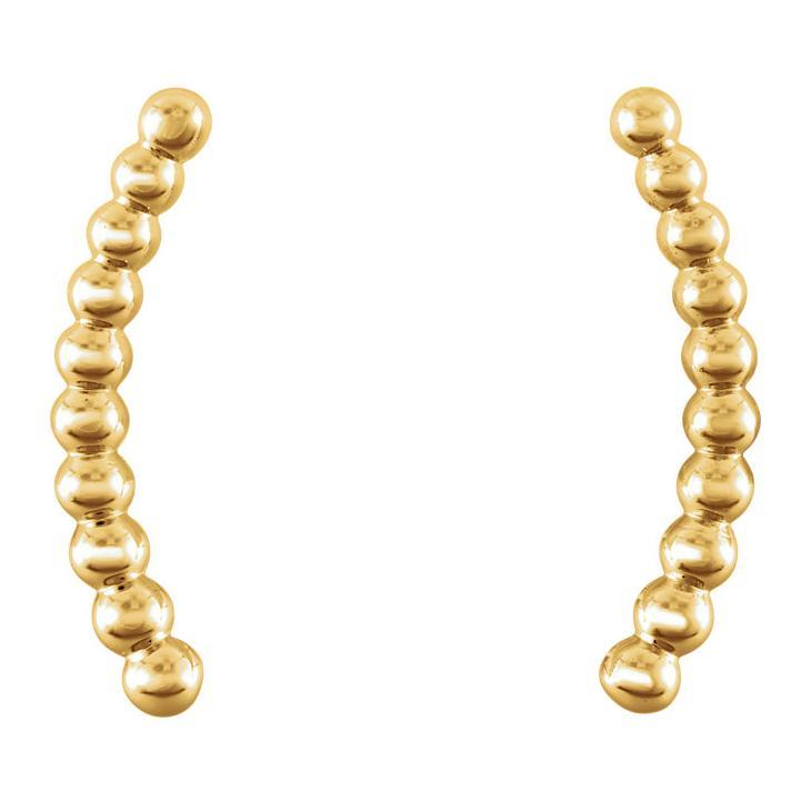 Beaded 14K Gold Ear Climber Earrings