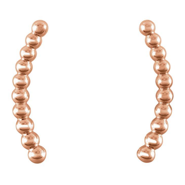 Beaded 14K Gold Ear Climber Earrings