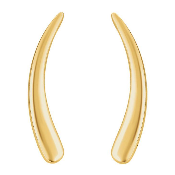 Curved 14K Gold Ear Climber Earrings