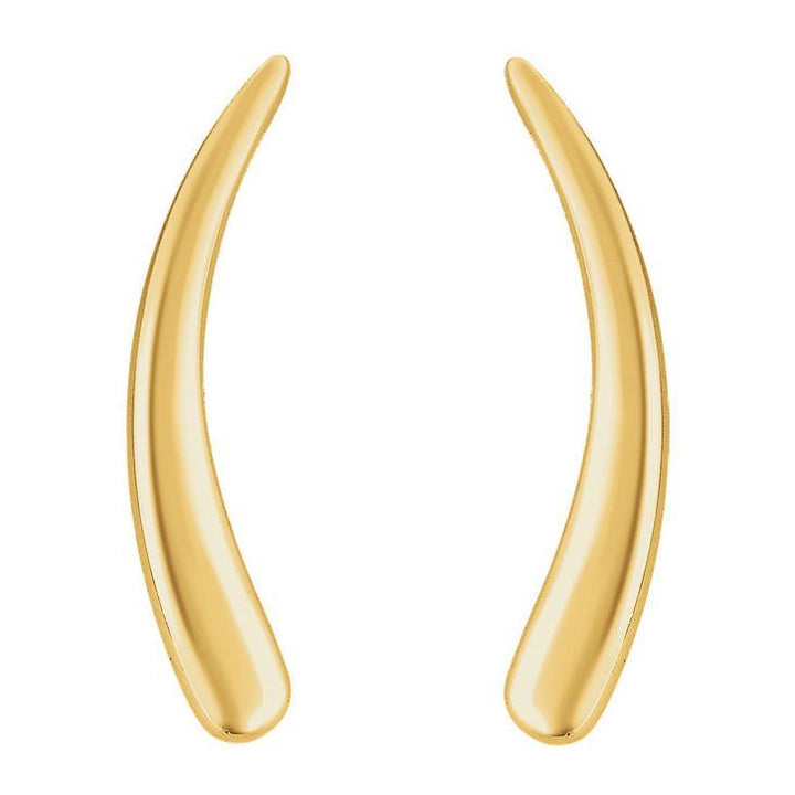 Curved 14K Gold Ear Climber Earrings