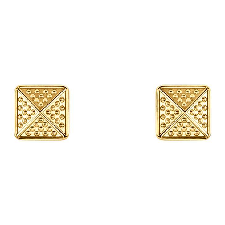 Beaded Pyramid 14K Gold Earrings