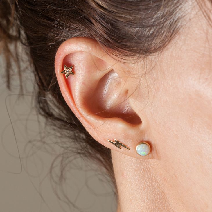 Diamond Star 14k Gold Cartilage Stud Earring