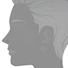14K rose gold square CZ nose stud shown on face silhouette illustrating dainty fit on nose piercing
