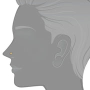 14K yellow gold butterfly nose ring shown on illustrated face profile for placement scale