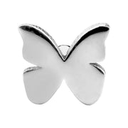 Close-up front view of 14K white gold butterfly charm showing polished wing detail