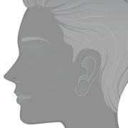 14K white gold square CZ nose stud shown on face silhouette illustrating subtle size on nose piercing