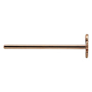 Side profile of 14K rose gold butterfly nose ring straight post showing full pin length