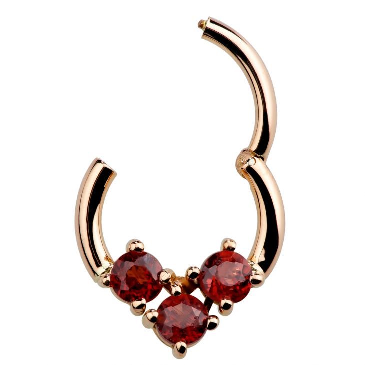 Faux Garnet 14K Gold Hinged Segment Clicker Ring