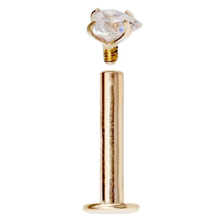 4mm Heart Cubic Zirconia 14K Gold Labret