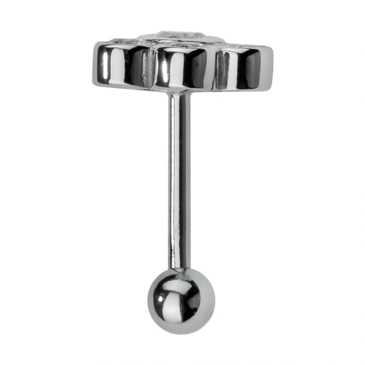 Cubic Zirconia Bezel Cluster 14K Gold Internal Stud Cartilage Earring