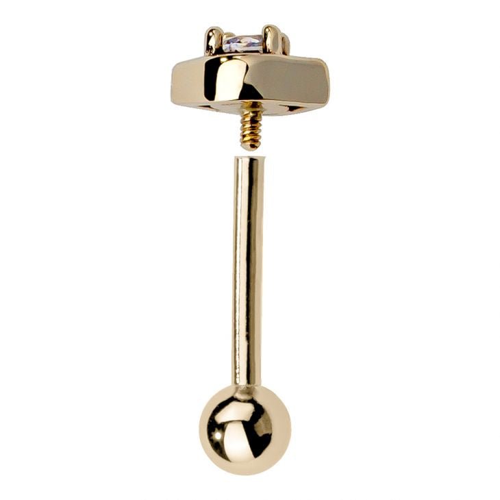 All Seeing Eye Charm 14K Gold Internal Stud Cartilage Earring