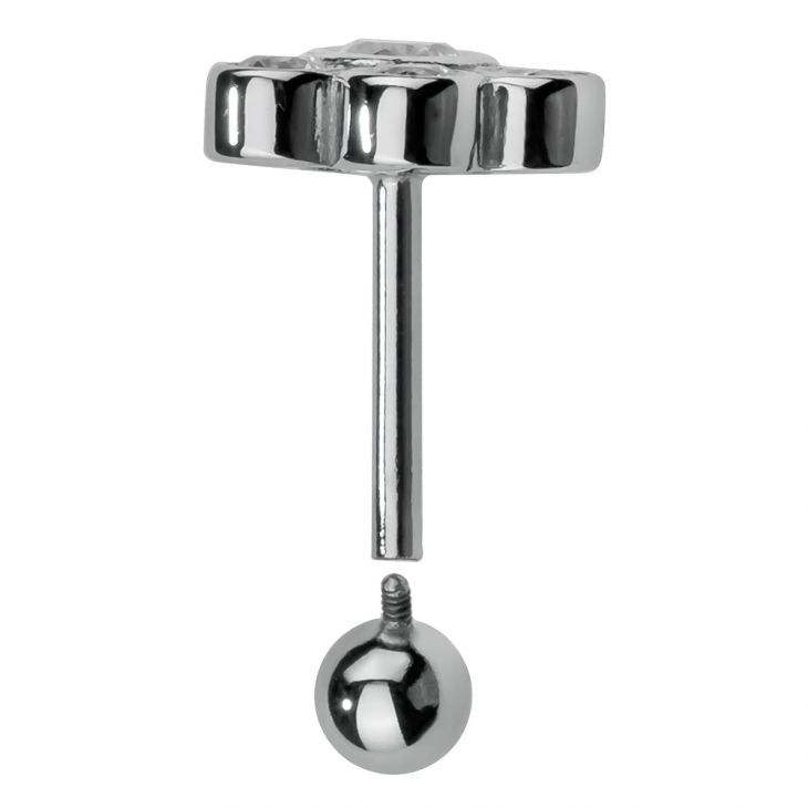 Cubic Zirconia Bezel Cluster 14K Gold Internal Stud Cartilage Earring